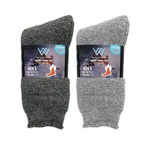 Mens Thermal Socks, 2‎ Pairs Ultra Soft Brushed Interior Black & Gray O/S 7-12
